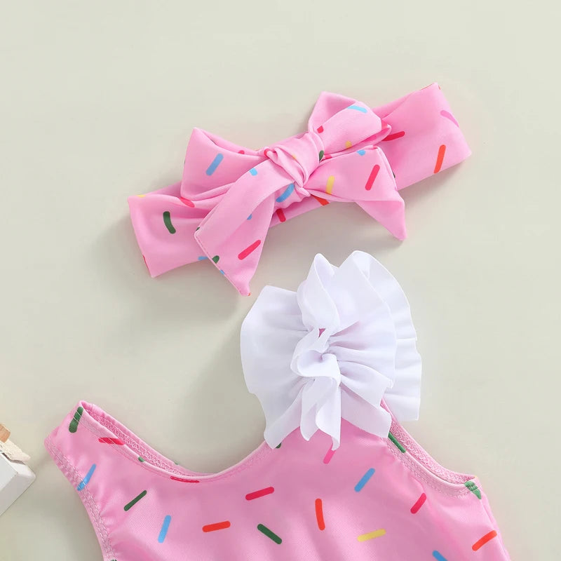 Biquíni Infantil 2 Peças - Estampa Dot e Cupcake com Shorts